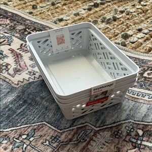 EzyStorage Brickor White Small Storage Baskets - 3 Pack